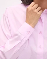 Crosshatch Long-Sleeve Buttoned-Down Blouse with Chest Pocket