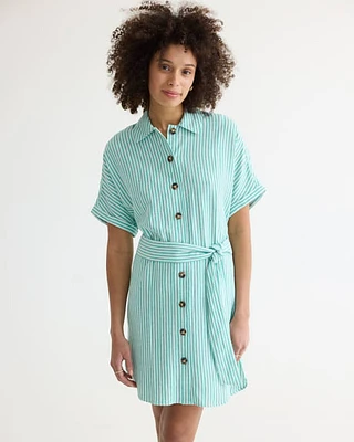 Short-Sleeve Buttoned-Down Shift Dress