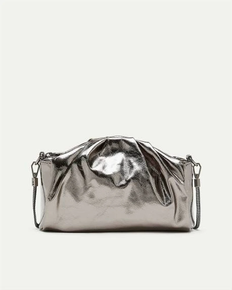 Ruched Metallic Clutch