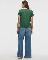 Short-Dolman-Sleeve Boat-Neck T-Shirt