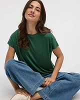 Short-Dolman-Sleeve Boat-Neck T-Shirt