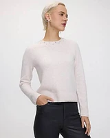 Long-Sleeve Sweater with Jewelled Crew Neckline