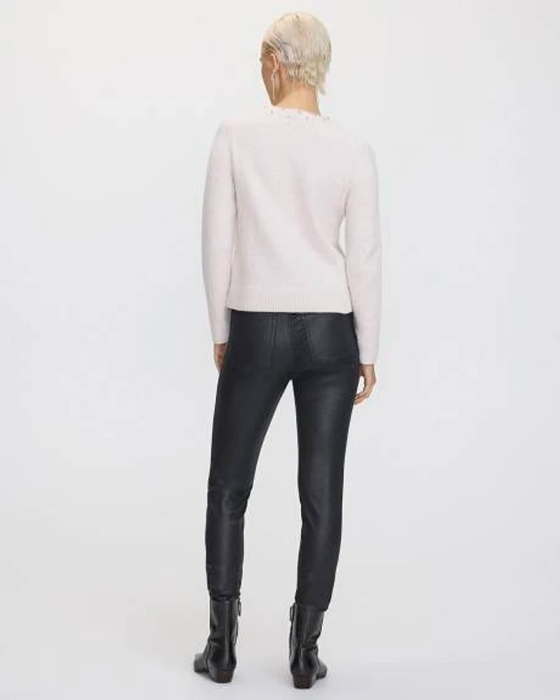 Long-Sleeve Sweater with Jewelled Crew Neckline