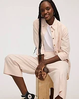 Cropped Wide-Leg Linen-Blend Pant