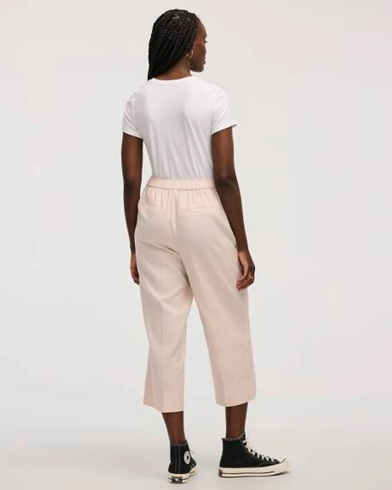 Cropped Wide-Leg Linen-Blend Pant