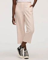 Cropped Wide-Leg Linen-Blend Pant