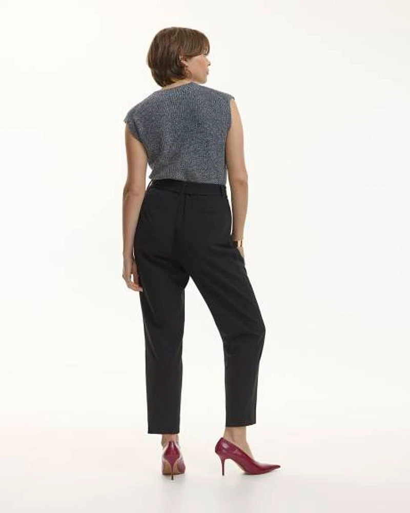 Tapered-Leg High-Rise Pant with Sash