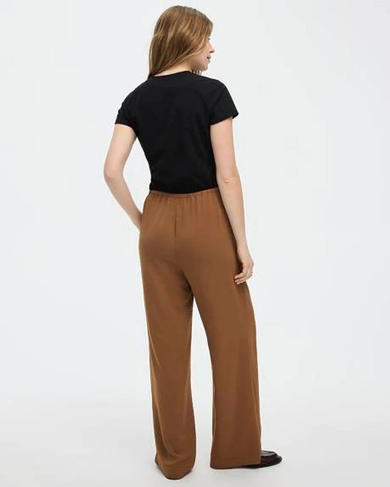 Pantalon à jambe large et taille haute enfiler