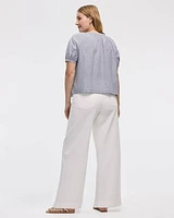 Short-Sleeve Scoop-Neck Loose Blouse