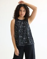 Sleeveless Crew-Neck Crepe Blouse