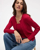 Cardigan côtelé boutonné à manches longues