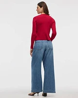 Cardigan côtelé boutonné à manches longues