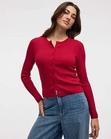 Cardigan côtelé boutonné à manches longues