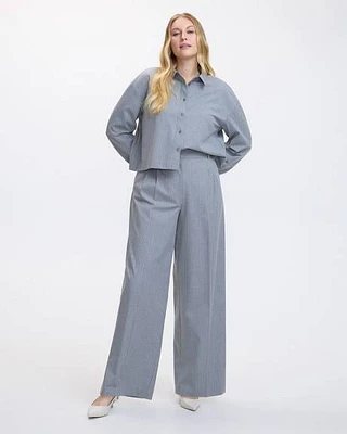 Wide-Leg High-Rise Pinstripe Pant