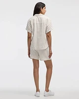 Striped Short-Sleeve Linen-Blend Shirt
