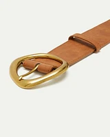 Large Faux Leather Belt with Statement Buckle