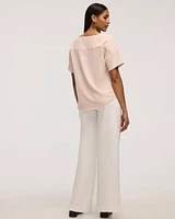 Blouse t-shirt à col rond et manches courtes