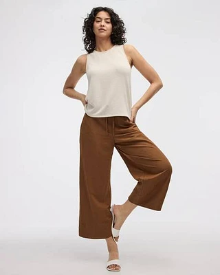 Pantalon court en tricot piqué à jambe large
