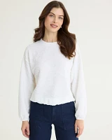 Long-Sleeve Crew-Neck Top with Elastic Hem