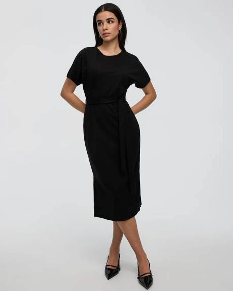 Long-Sleeve Crew-Neck Shift Dress