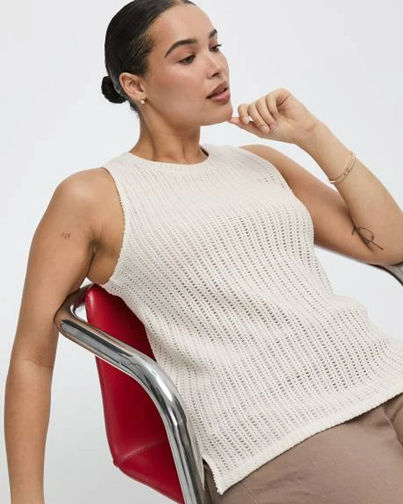 Camisole crochetée à col rond