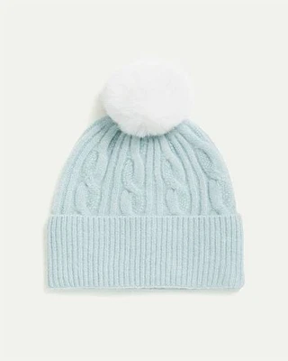 Cable-Knit Beanie with Pompom