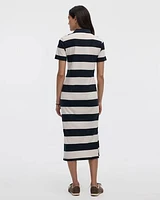 Striped Short-Sleeve Polo Dress