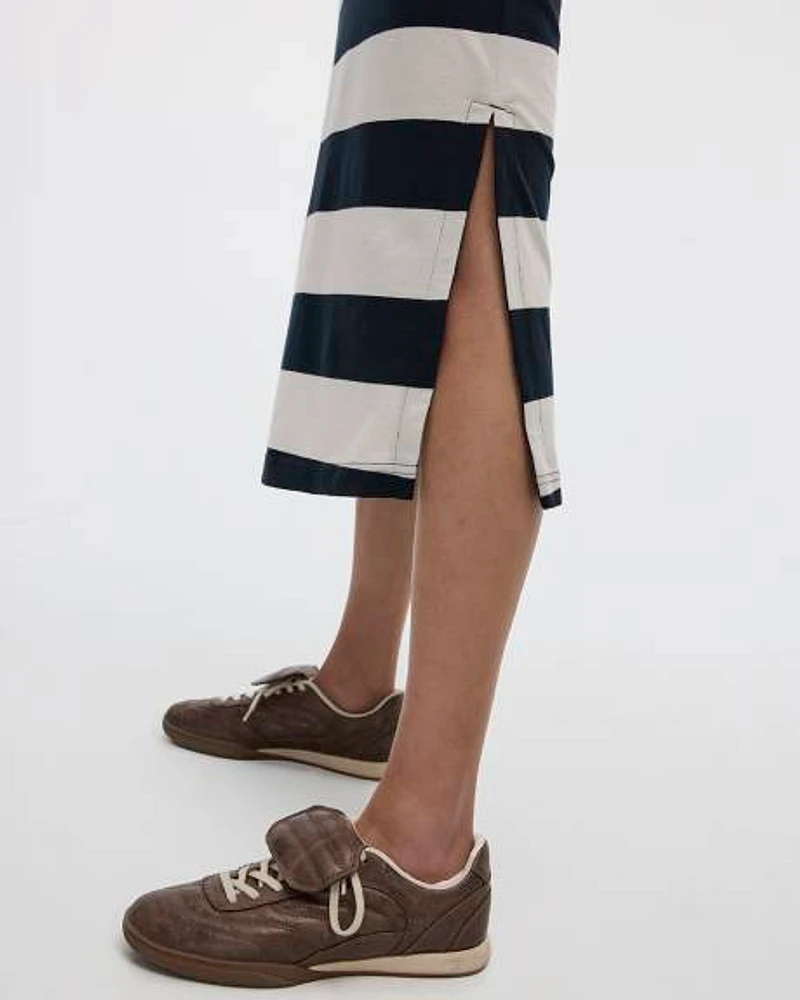 Striped Short-Sleeve Polo Dress