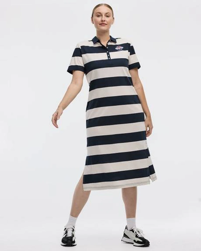Striped Short-Sleeve Polo Dress