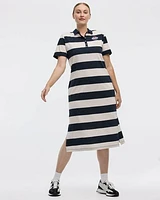 Striped Short-Sleeve Polo Dress