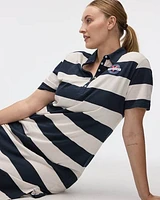 Striped Short-Sleeve Polo Dress