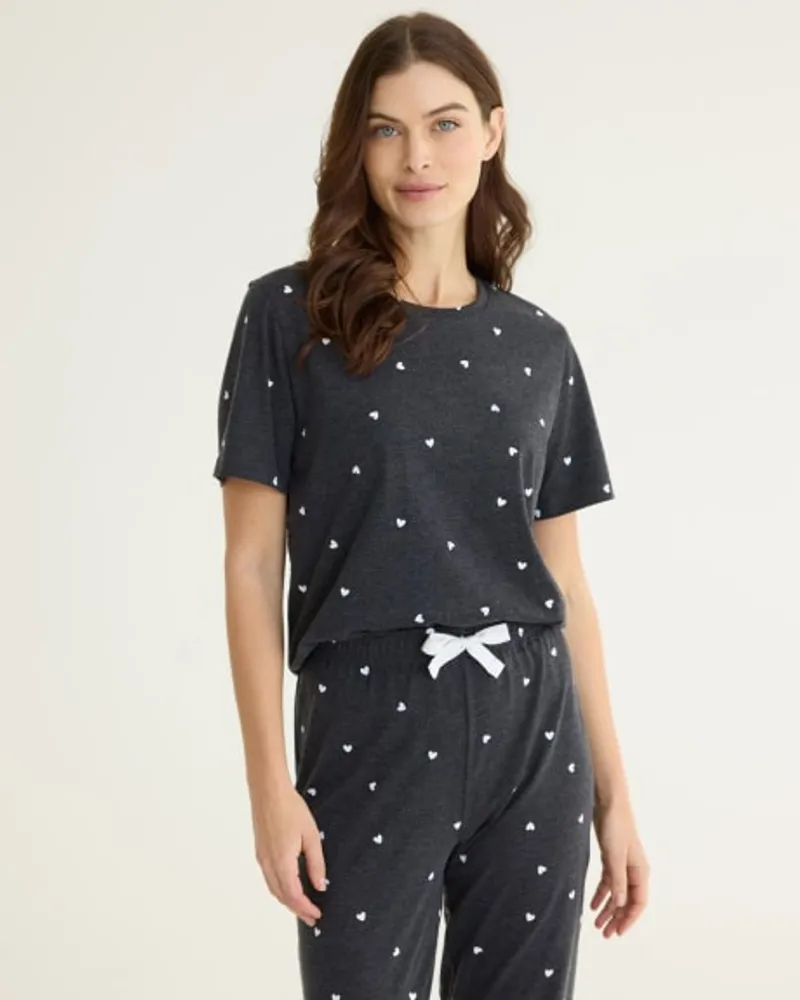 Short-Sleeve Crew-Neck Pyjama Top