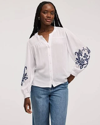 Blouse ample à boutonner col rond