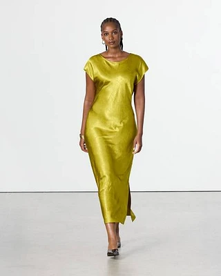 Robe maxi à manches très courtes et col bateau