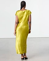 Robe maxi à manches très courtes et col bateau