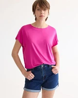 Short-Dolman-Sleeve Boat-Neck Tee