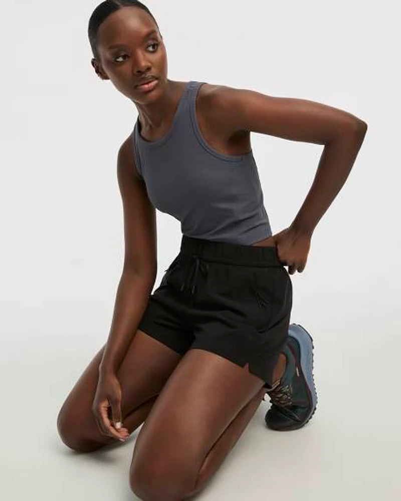 Stretch Pull-On Shorts with Zipped Pockets