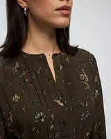 Long-Sleeve Crew-Neck Dress with Pintucks