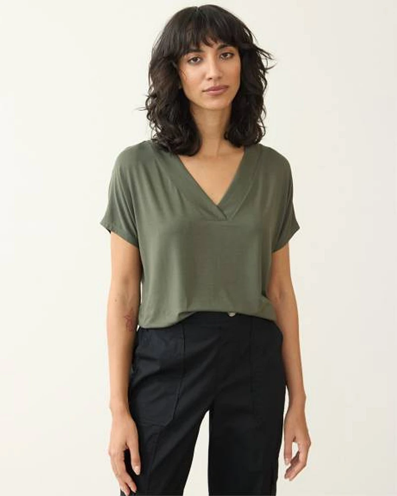 Extended-Sleeve V-Neck Top