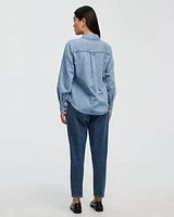 Long-Sleeve Denim Shirt with Utility Pockets