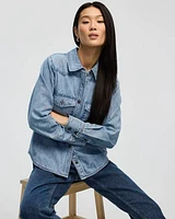 Long-Sleeve Denim Shirt with Utility Pockets