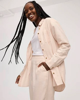 Long-Sleeve Linen Blend Shirt