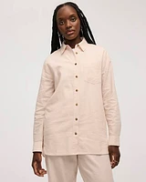 Long-Sleeve Linen Blend Shirt