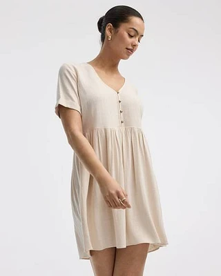 Robe boutonnée à manches courtes col V