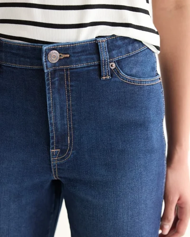 High-Rise Denim Bermuda