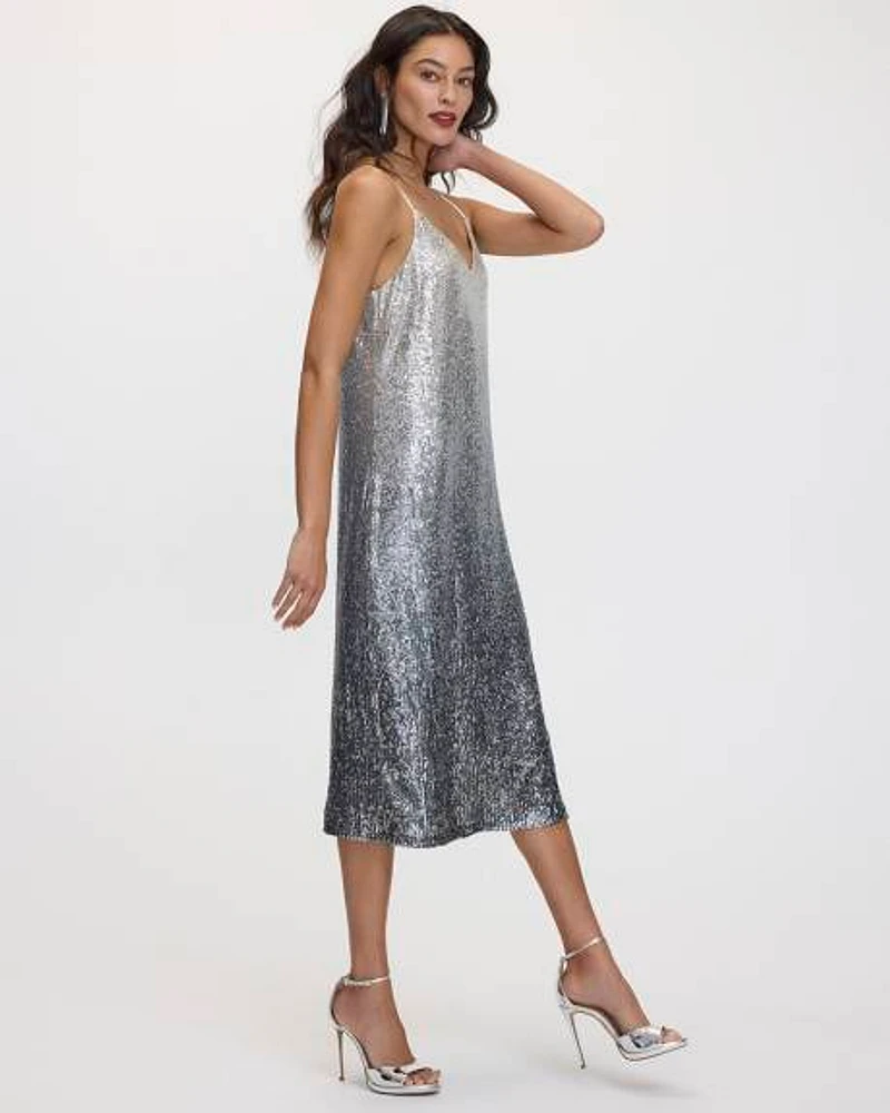 Ombré Sequin Sleeveless Midi Dress