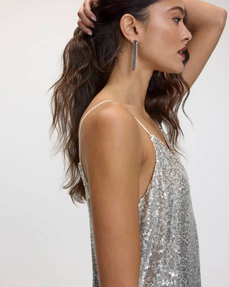 Ombré Sequin Sleeveless Midi Dress