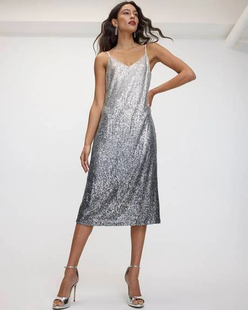 Ombré Sequin Sleeveless Midi Dress