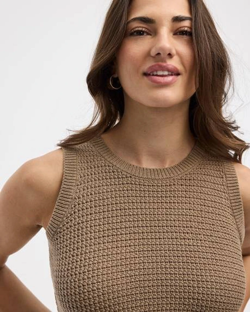 Crew-Neck Tank with Fancy Stitches