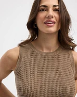 Crew-Neck Tank with Fancy Stitches